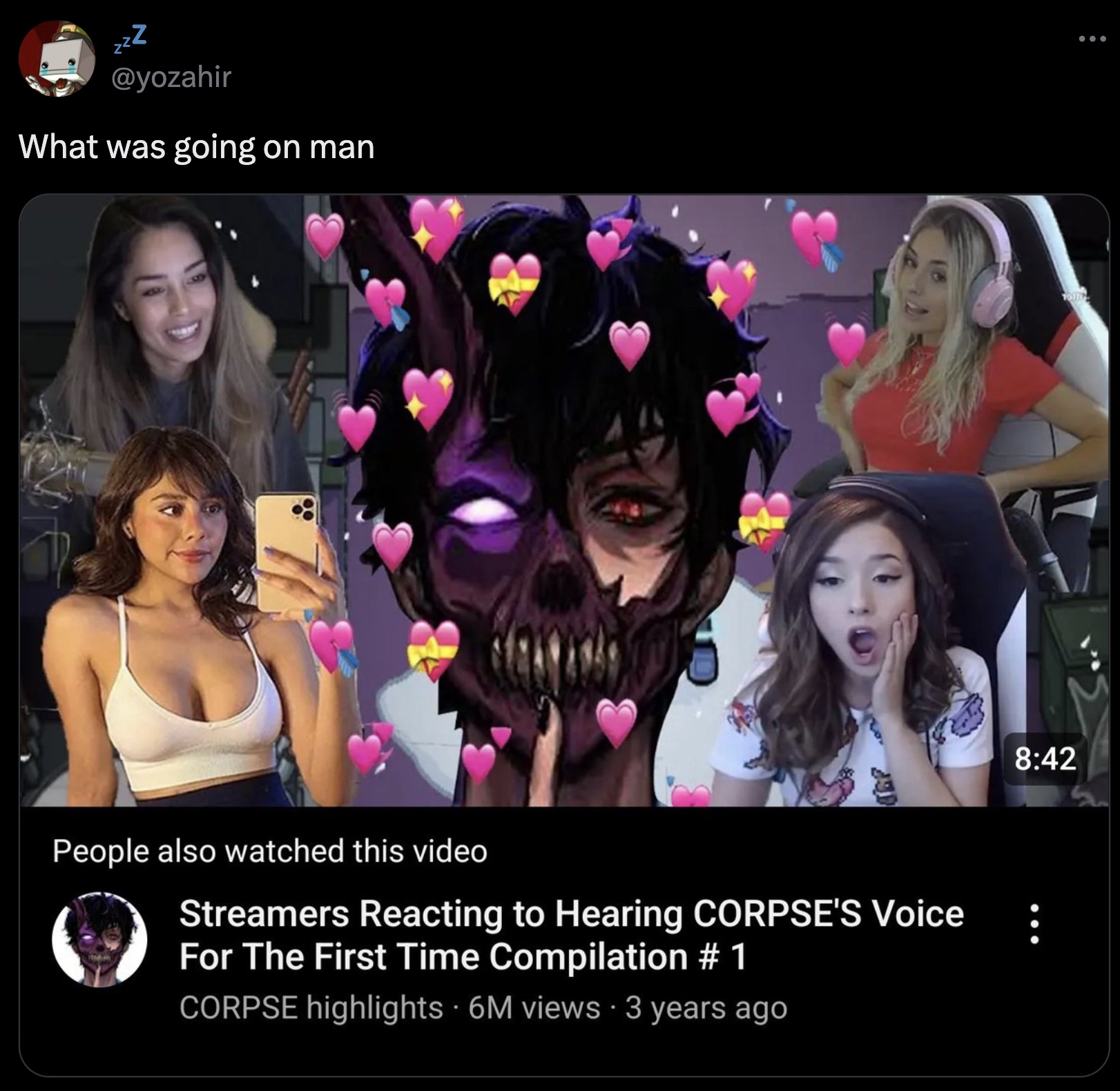 screenshot - zzZ What was going on man People also watched this video Streamers Reacting to Hearing Corpse'S Voice For The First Time Compilation # 1 Corpse highlights 6M views 3 years ago. B